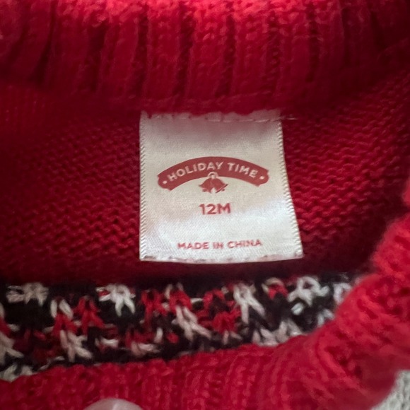 Baby Ugly Christmas Sweater Holiday Time Kids 12M Red Santa Snowman Trees button - Picture 6 of 8
